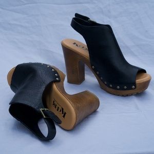 Kork-Ease Leather Anja Platform Sandal in Black